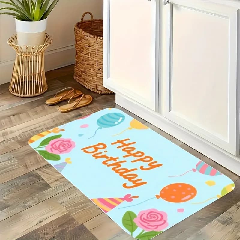 1PC Buon Compleanno Tappeto da cucina Tappetino antiscivolo Design pop Tappeto da bagno Tappetino da bagno Tappeto per la casa Lavandino Lavanderia Decoreeree