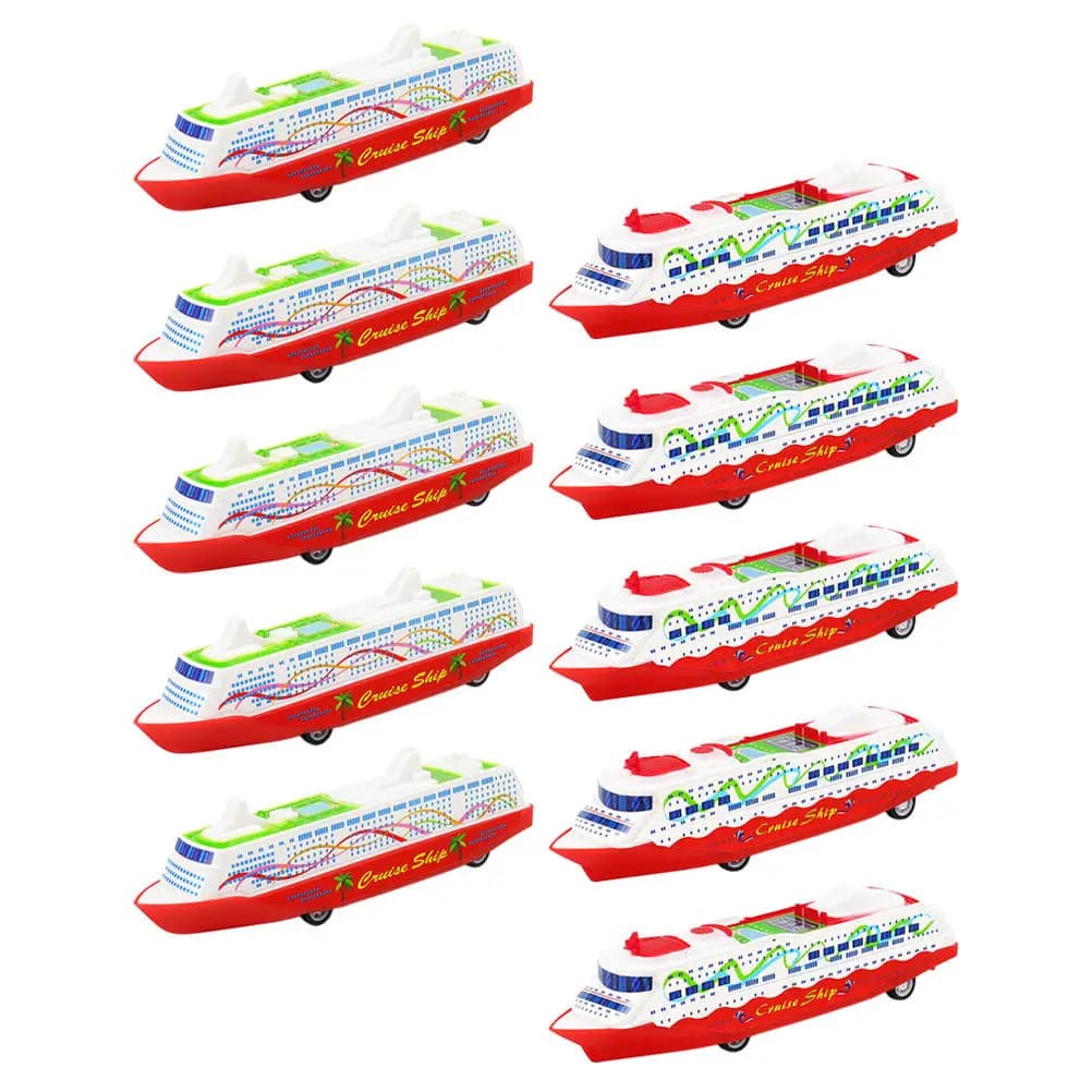 10 Pezzi Auto Giocattolo a Spinta per Bambini, Modellini di Navi da Crociera in Plastica, Veicoli Educativi per la Coordinazione Occhio-Mano, Regalo per Bambini e Neonati