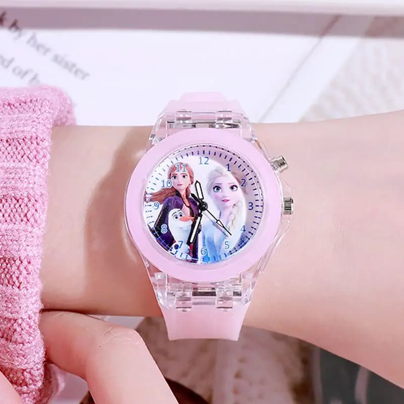 Disney Girls Kids Watches Frozen Princess Aisha Sophia Children's watch with colorful LED light for bright students