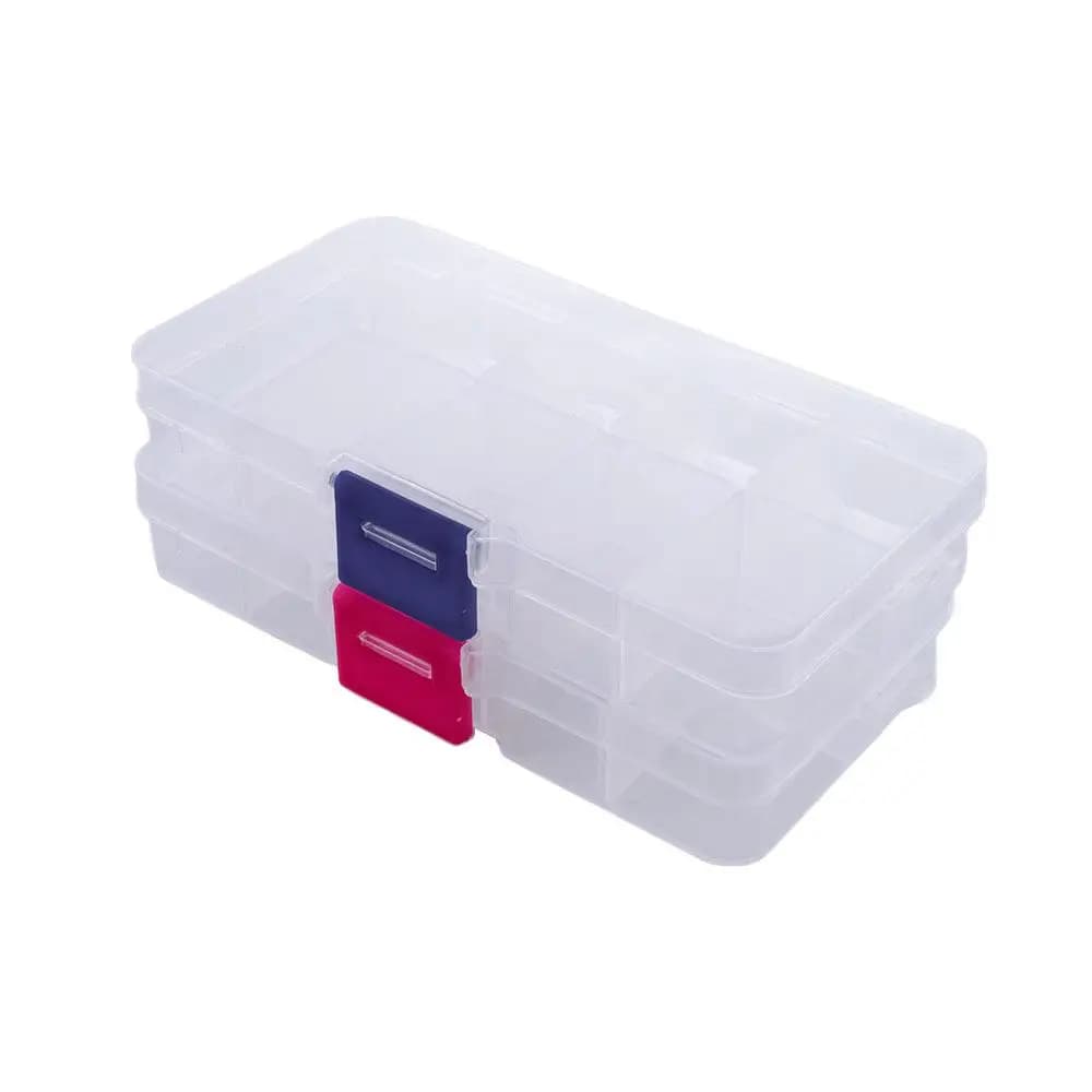 Fishing equipment with fishing bait Storage box for fishing gear in transparent detachable square plastic Fishing box with 10 compartments