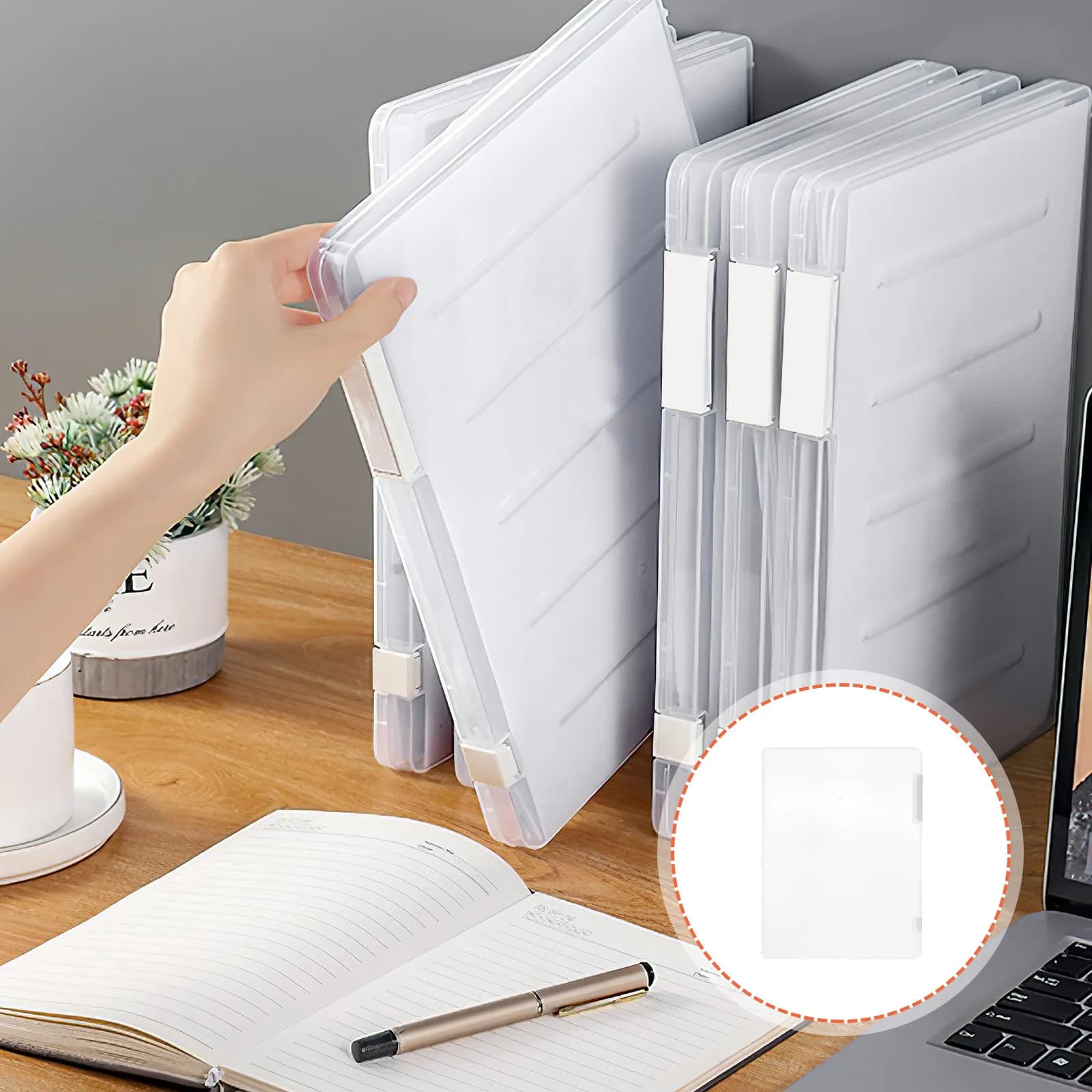 Transparent Document Organizer, Desk Storage Box, Portable Paper Container, Receive Organizer, Office Document Holder