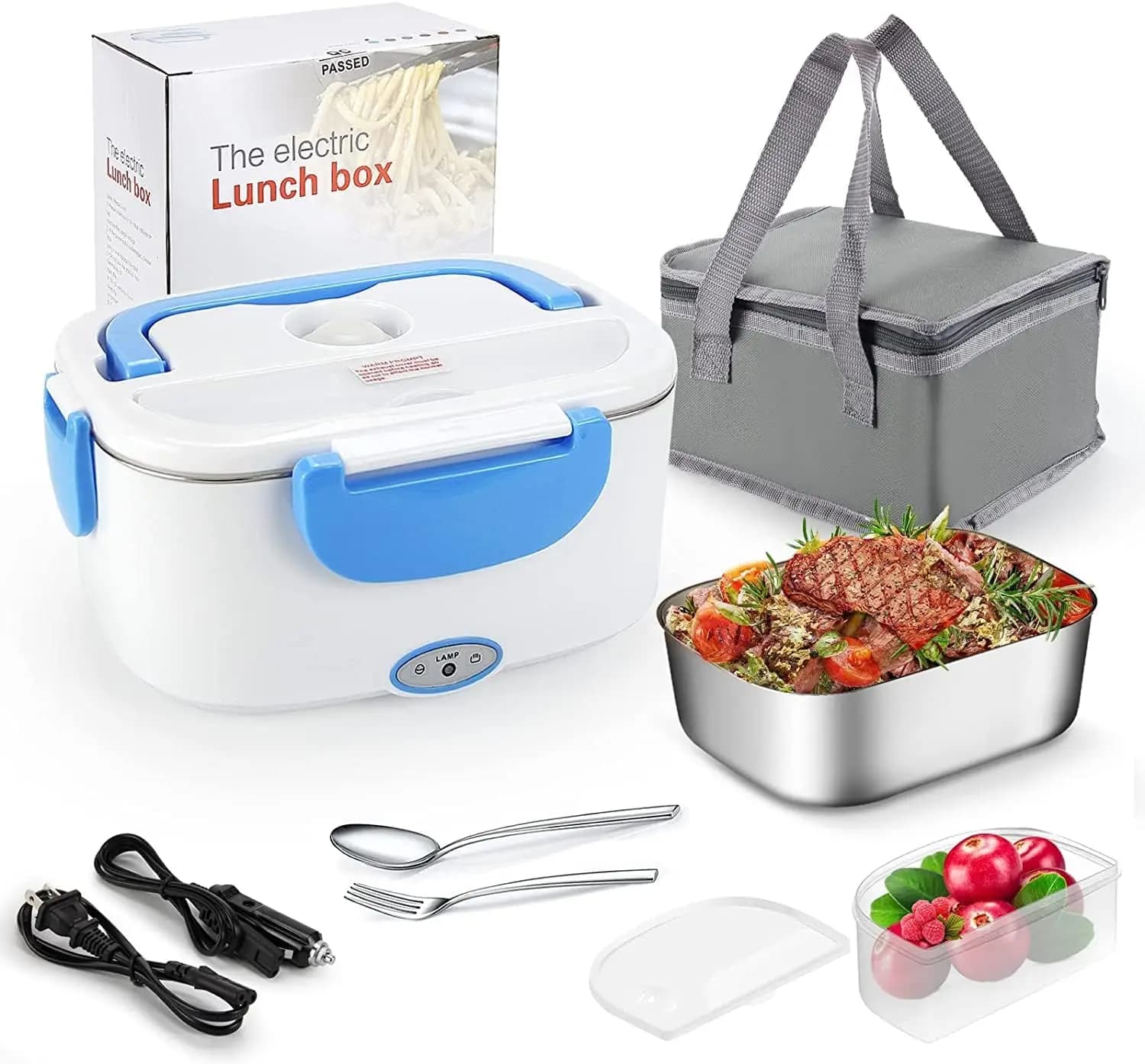 Scaldavivande Elettrico 2 in 1, Riscaldatore per Pranzo da Camionisti con Contenitore Rimovibile in Acciaio Inox da 1,5 L