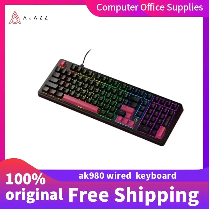 Tastiera Meccanica Cablata AJAZZ AK980 Hot-Swappable Solo 98 Tasti - Struttura a Guarnizione - Illuminazione RGB Posizione Inferiore