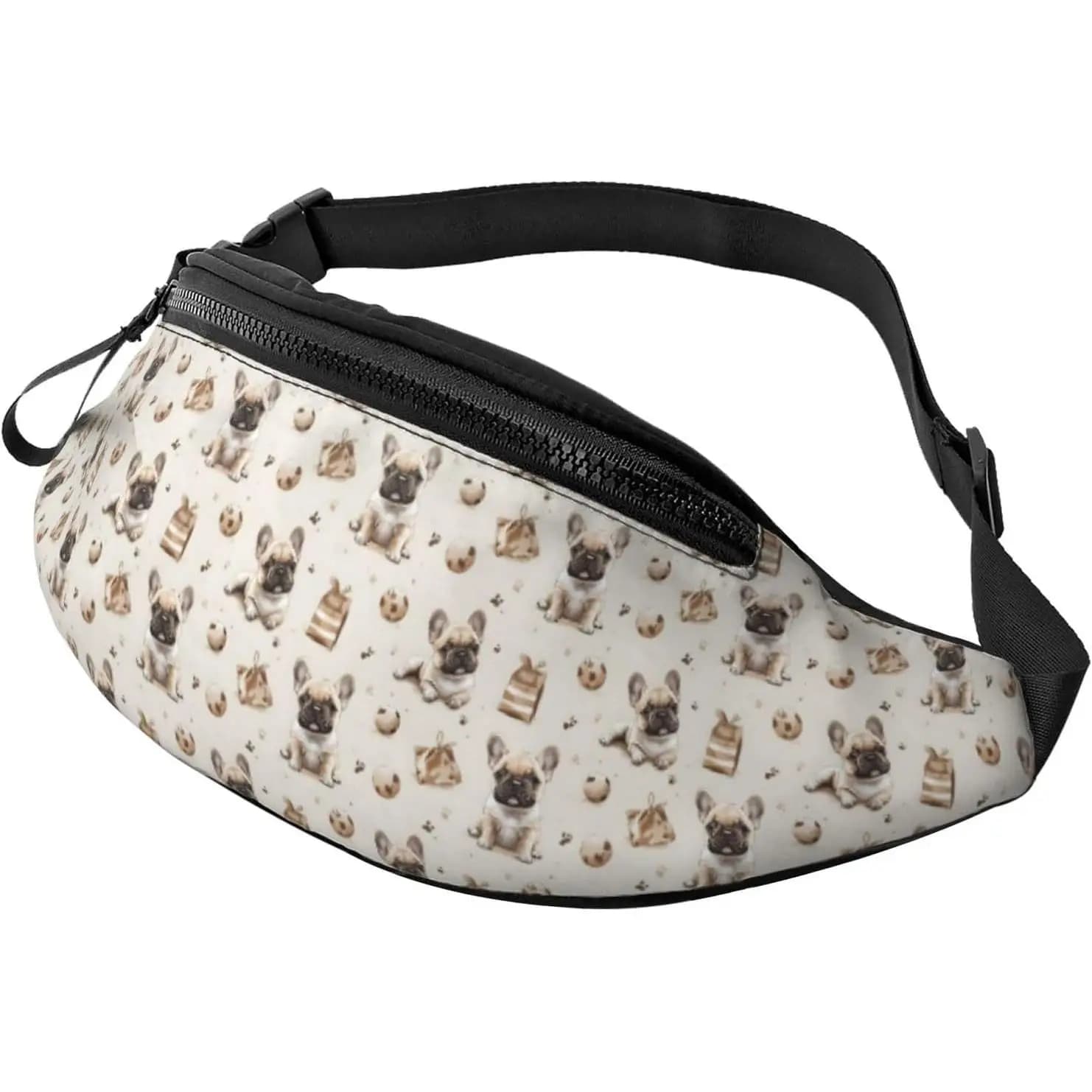 Men's and Women's Shoulders - Light Running Waist Bag with Nice Dog Print and Soccer Ball, Belt Travel Bag