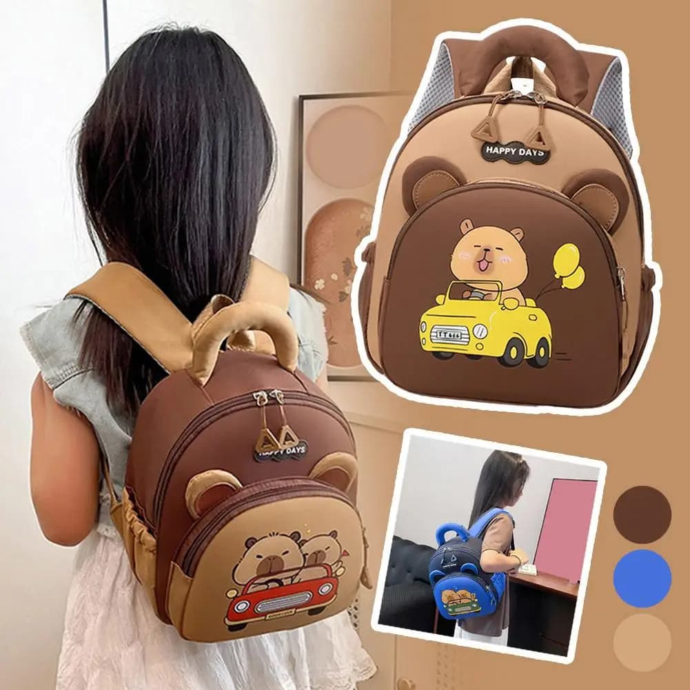 Simpatico zaino per bambini Capybara per la scuola materna | Borsa da scuola per animali dei cartoni animati per ragazzi e ragazze | Borsa per libri piccola leggera impermeabile