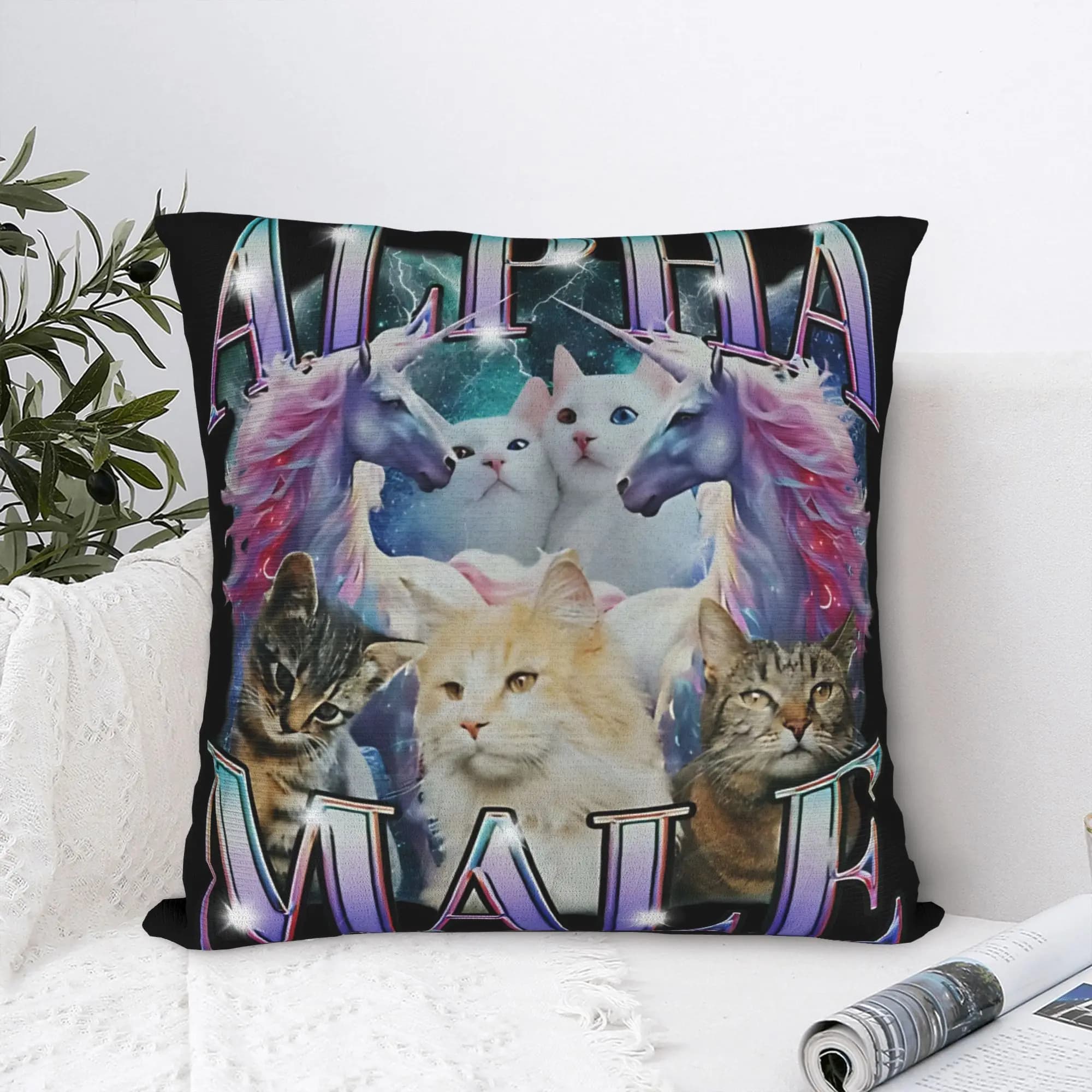 Alpha Male Unicorn Cat Pillow Cover Custom Cushion Cover Fashion Pillow Case For Sofa Bedroom Home Decor
