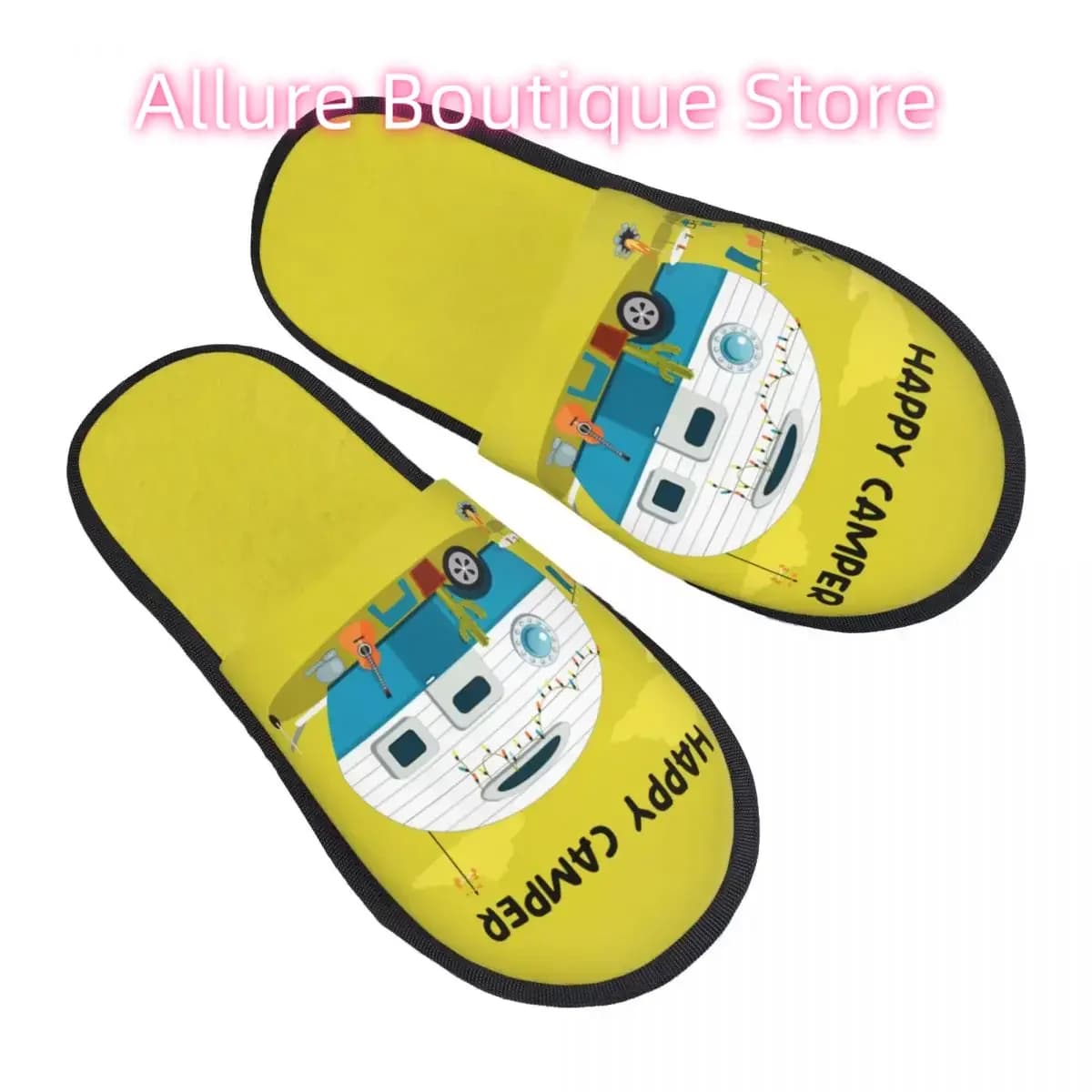Happy Soft Scuff Memory Foam Slippers Women Camping Life Bedroom House Shoes