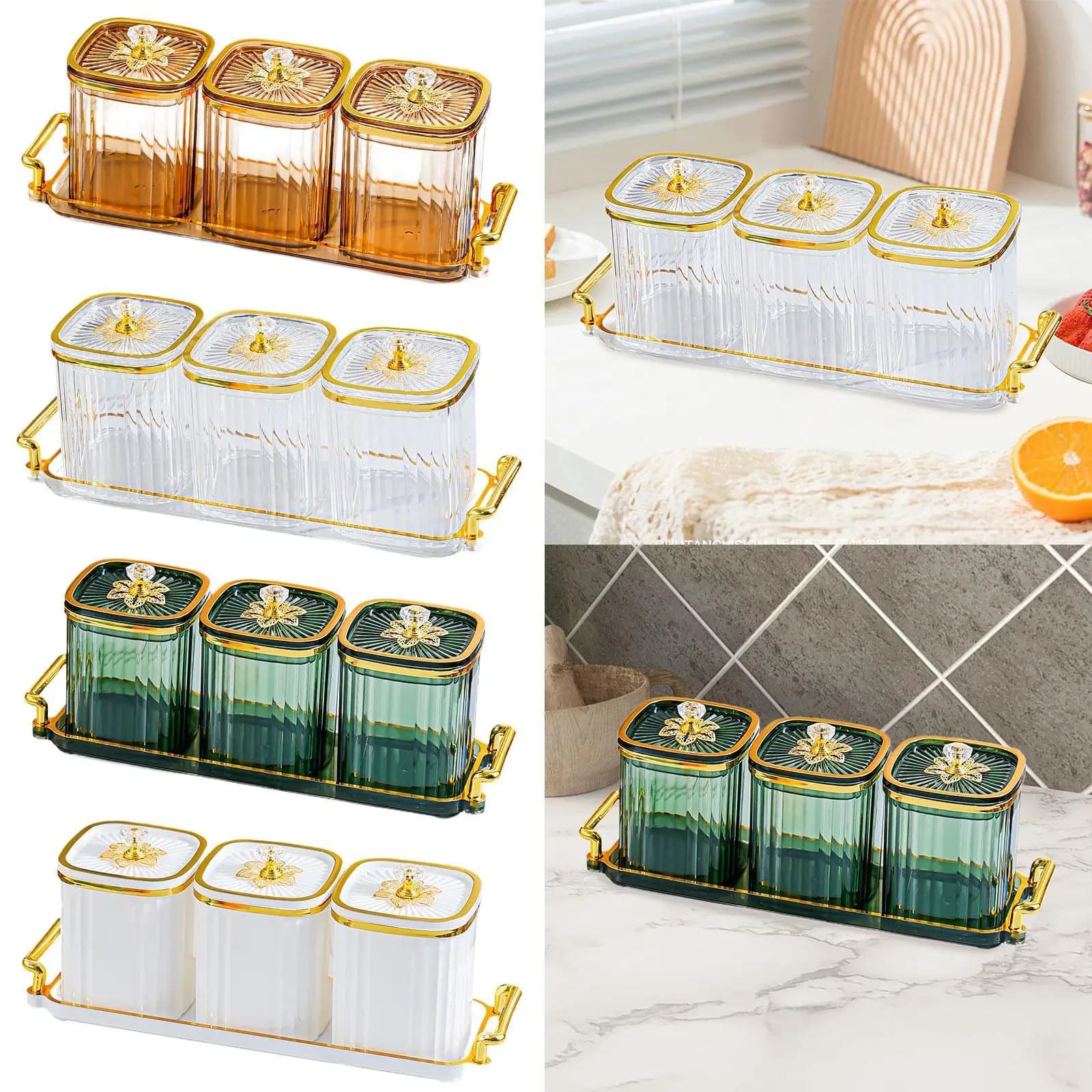 Set di scatole per condimenti con coperchi Vassoio per frutta secca per biscotti da soggiorno