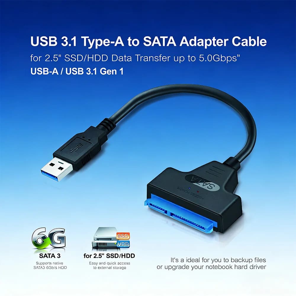 Cavo adattatore per disco rigido SATA USB 3.0 Cavo convertitore esterno per disco rigido SATA per supporto trasferimento dati SSD e HDD da 2,5 pollici UASP