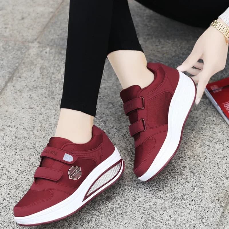 Scarpe da ginnastica altalena da donna con zeppa, scarpe sportive tonificanti per donna, traspiranti, dimagranti, fitness, scarpe da mamma a dondolo, suola spessa