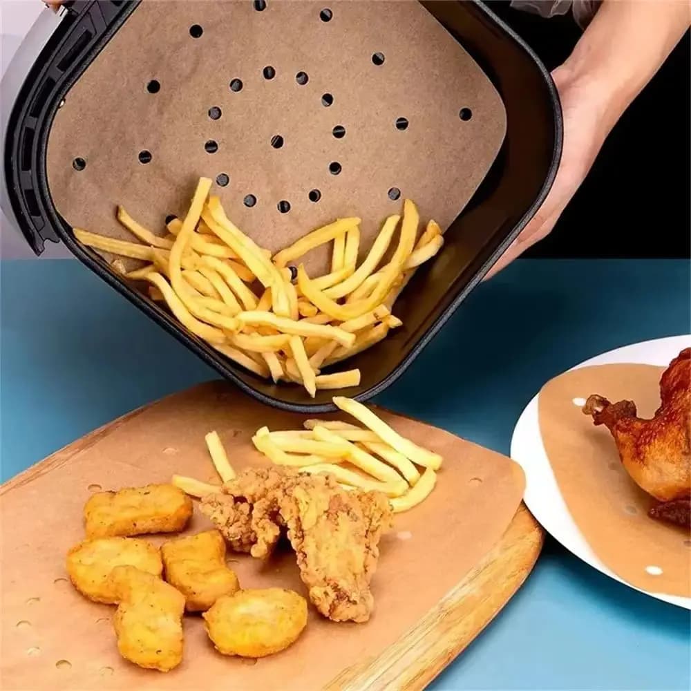 100PCS Air Frying Card Disposable Steam Cooking Sheet Cooking Card Cooking Tools Cooking Mat Non-stick Steam Cooking Mat Oil absorbent paper