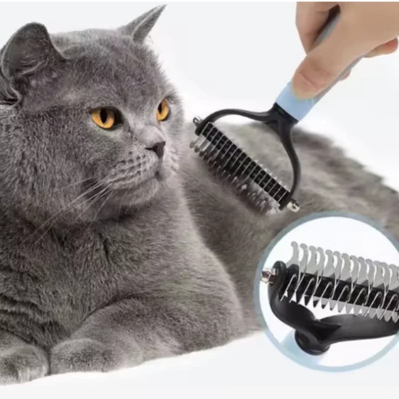 Spazzola per Animali Domestici a Doppio Lato in Acciaio Inossidabile, Pettine per Cani, Strumento di Toelettatura per la Rimozione del Pelo e lo Sfilacciamento - Cura Efficace degli Animali
