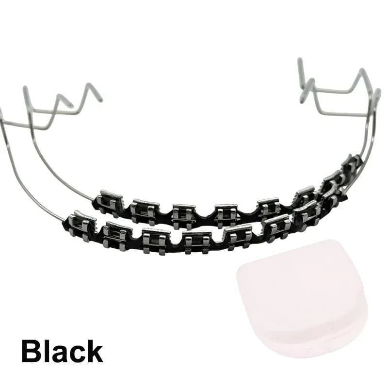 New Colorful Temporary Tooth Decoration with Box Metal Wires Orthodontic Ligature Ties & Fake Braces Brackets Quality 1 Pair