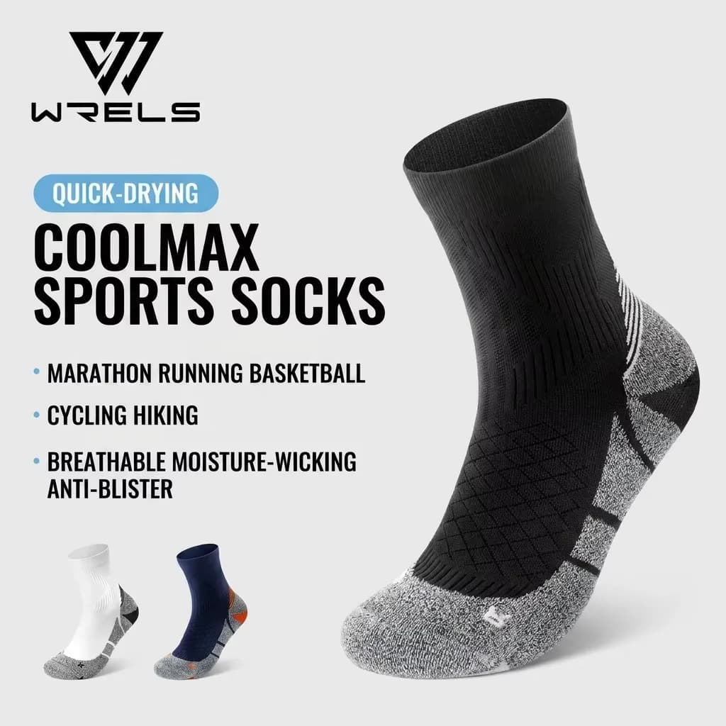 WRELS 1/2/3 Pairs Coolmax Running Socks Cushioned Ankle Socks Moisture Wicking Men Women Arch Support Golf Hiking Athletic Socks