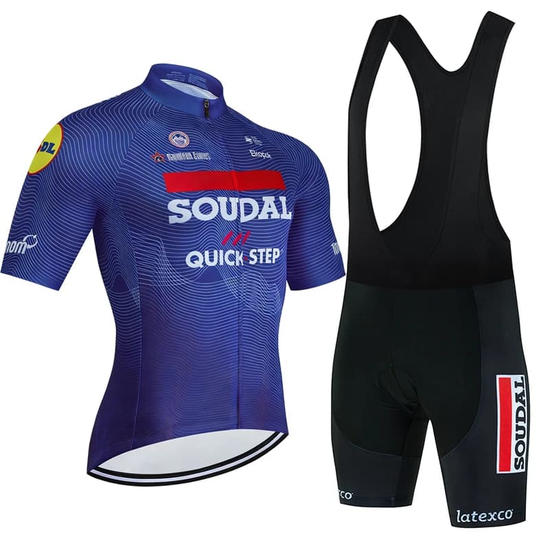 Men's MTB Maillot Cycling Set Soudal Quick Step 2026 Sleeve Short Sleeve Bike Clothing Men MTB Maillot Cycling Set Shorts with Running Bretelles
