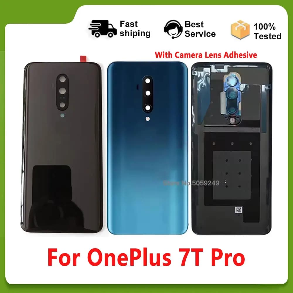OEM A+++ Glass Back Lid Door For OnePlus 7T Pro Hard Rear Battery Cover Housing Panel Case Shell With Camera Lens Adhesive