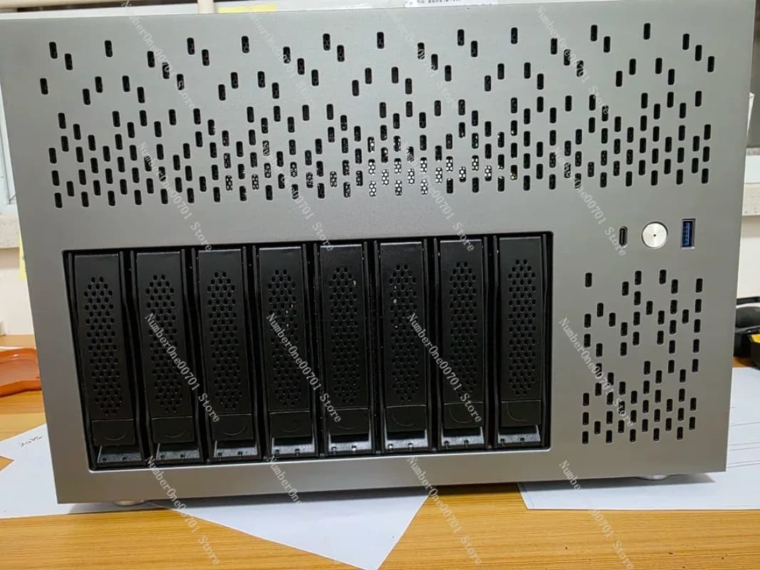 8‑Bay NAS Server Chassis 3mm Aluminum Panel Support ATX Motherboard Home Private Cloud Storage Enclosure for Network Data Backup