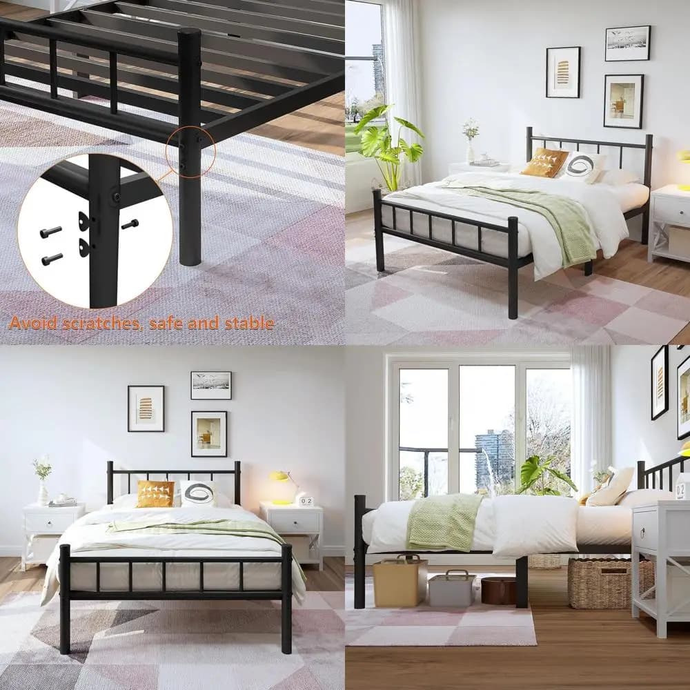 Base for Metal Mattress from 14 Poles Twin XL with Steel Dows Support, Substant Storage Vano, Not Needed Wire Mesh