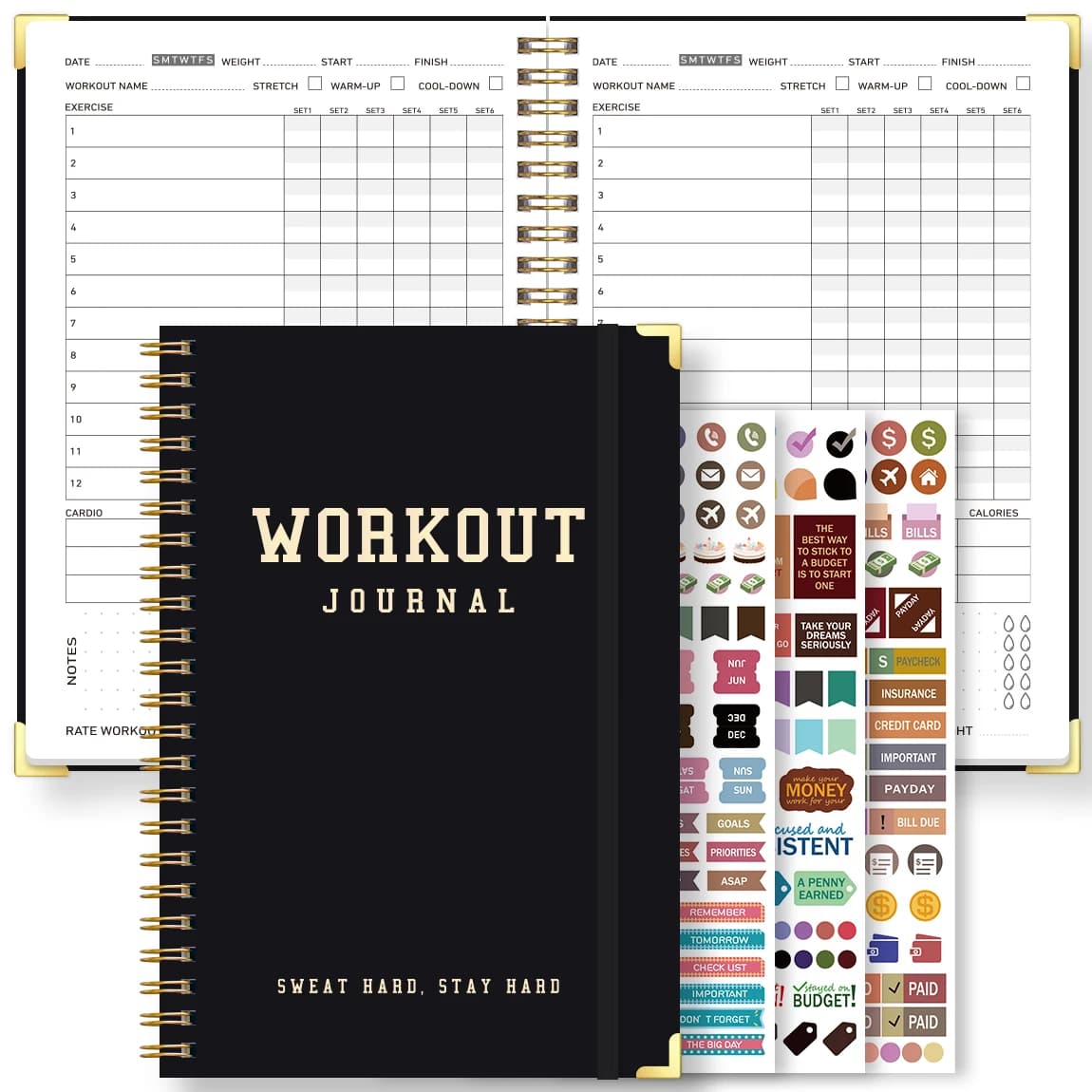 Diario di Allenamento con Spirale, Quaderno A5, Planner Fitness, Registro Quotidiano Palestra, Tracker Esercizi con Adesivi e Pagine di Progresso