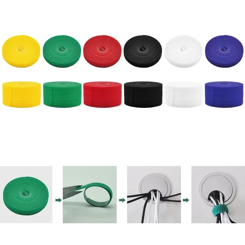 1/2/3pcs Reusable 5M Cable Organizer Wire Cable Winder Cord Management Straps Mouse Line Velcro Self-adhesive Cable Manager