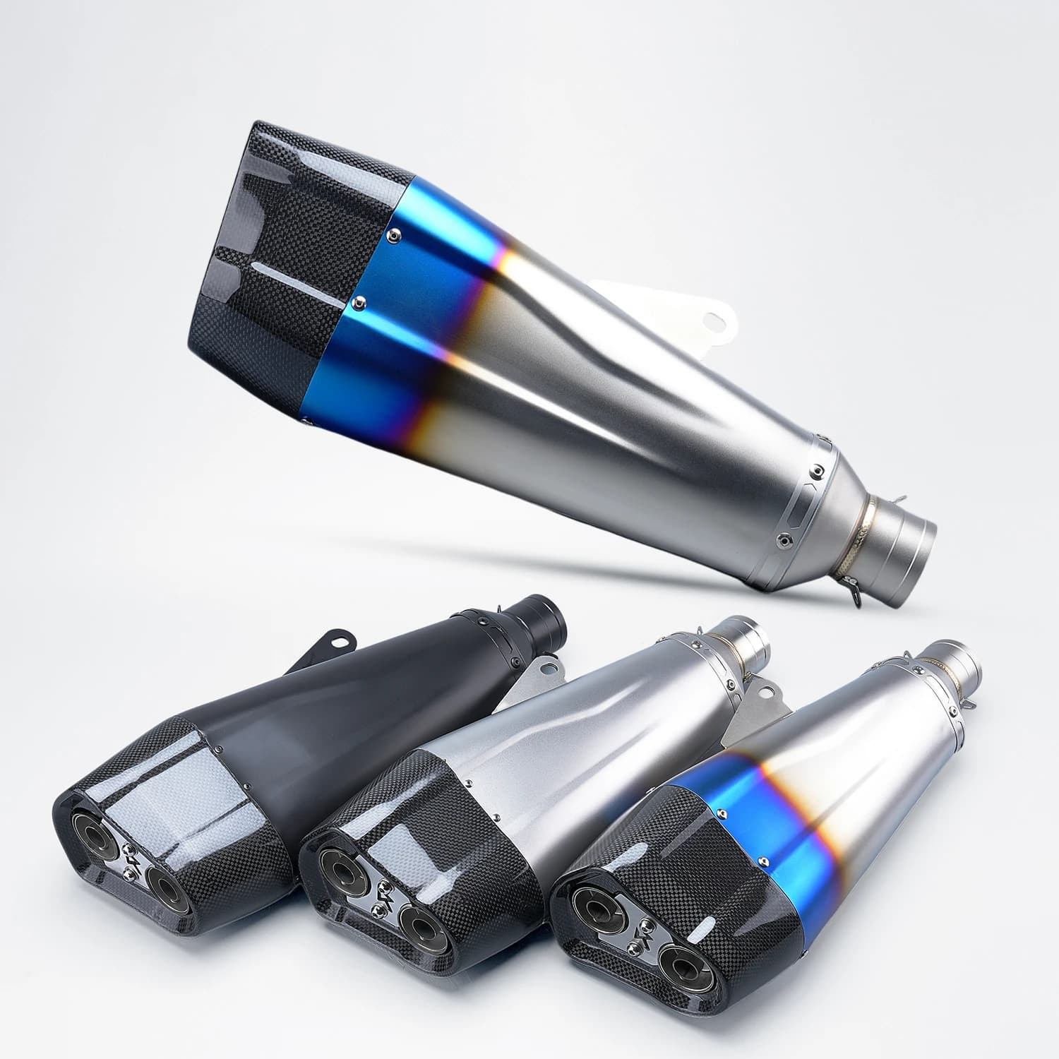 Universal Slip-On Silencer for Motorcycle with Laser Engraving, Change of the Shoe Terminal Compatible with Various Connection Tubes