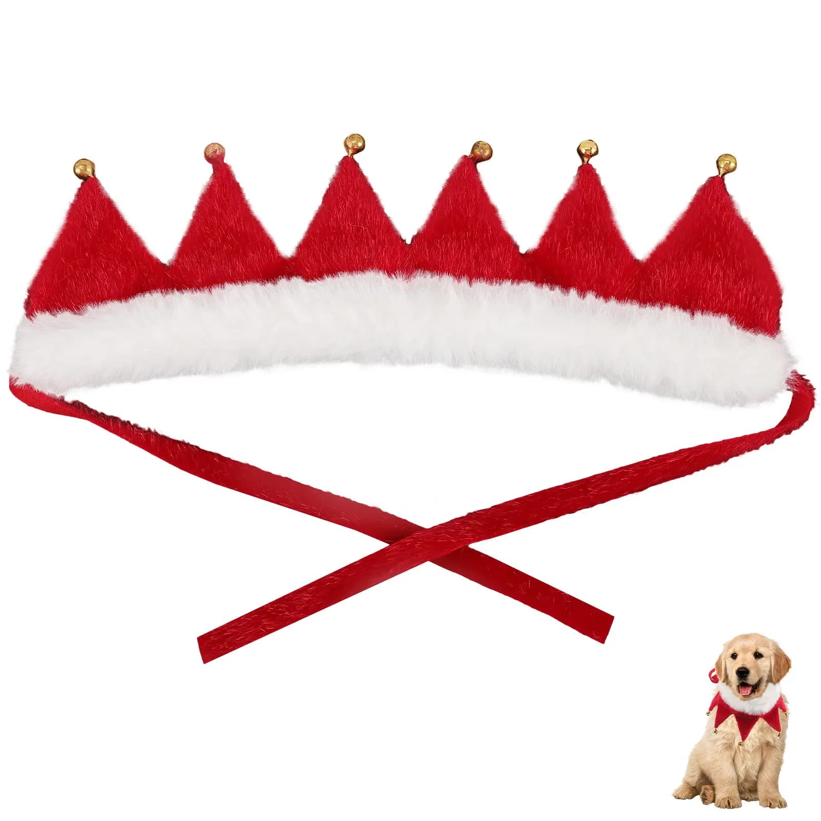 Collare Natalizio per Cani con Campanellini, Collare Festivo per Cani e Gatti, Design Leggero e Confortevole con Motivi Rossi e Verdi