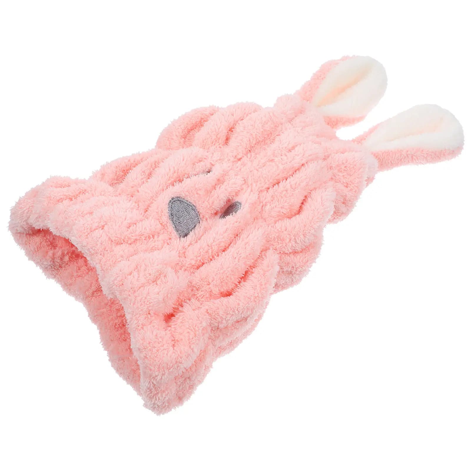Asciugacapelli in pile a forma di coniglio, in microfibra super assorbente, per capelli bagnati, ideale per casa e viaggi