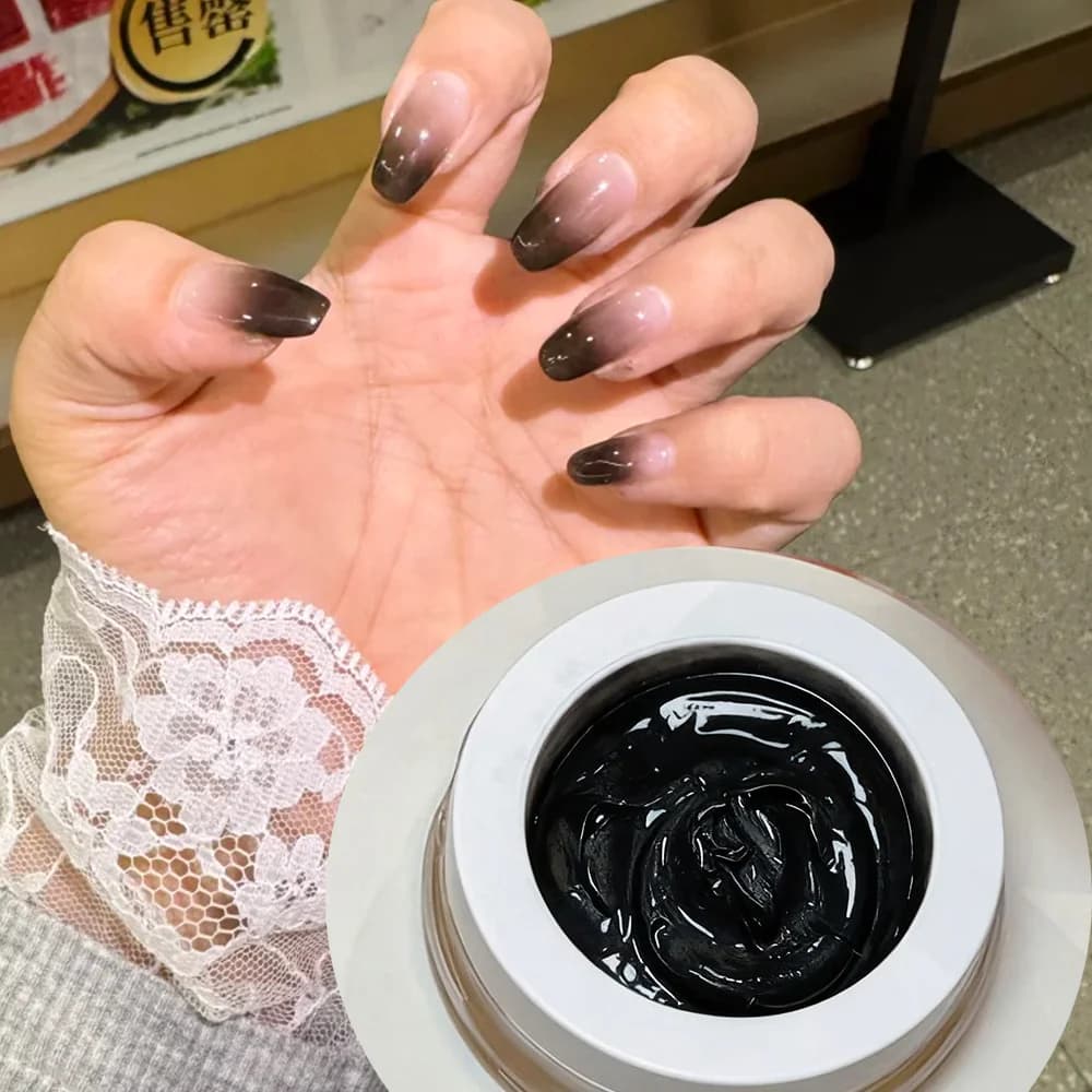 1 jar Nail Polish Painted Gel Black Pat with Air Cushion matt texture foam glue to stop nails Soak Off Nail Polish UV LED 8