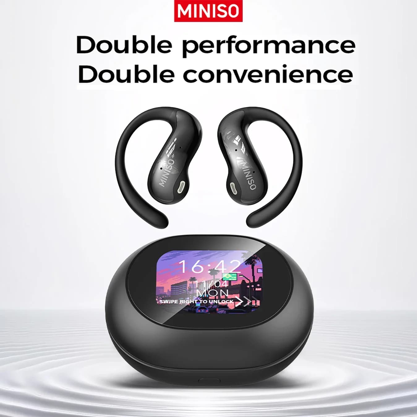 MINISO MS188 Bluetooth headset Auxiliary for translation AI HD OWS LED Screen Sports Wireless Headphones Long-Term Battery