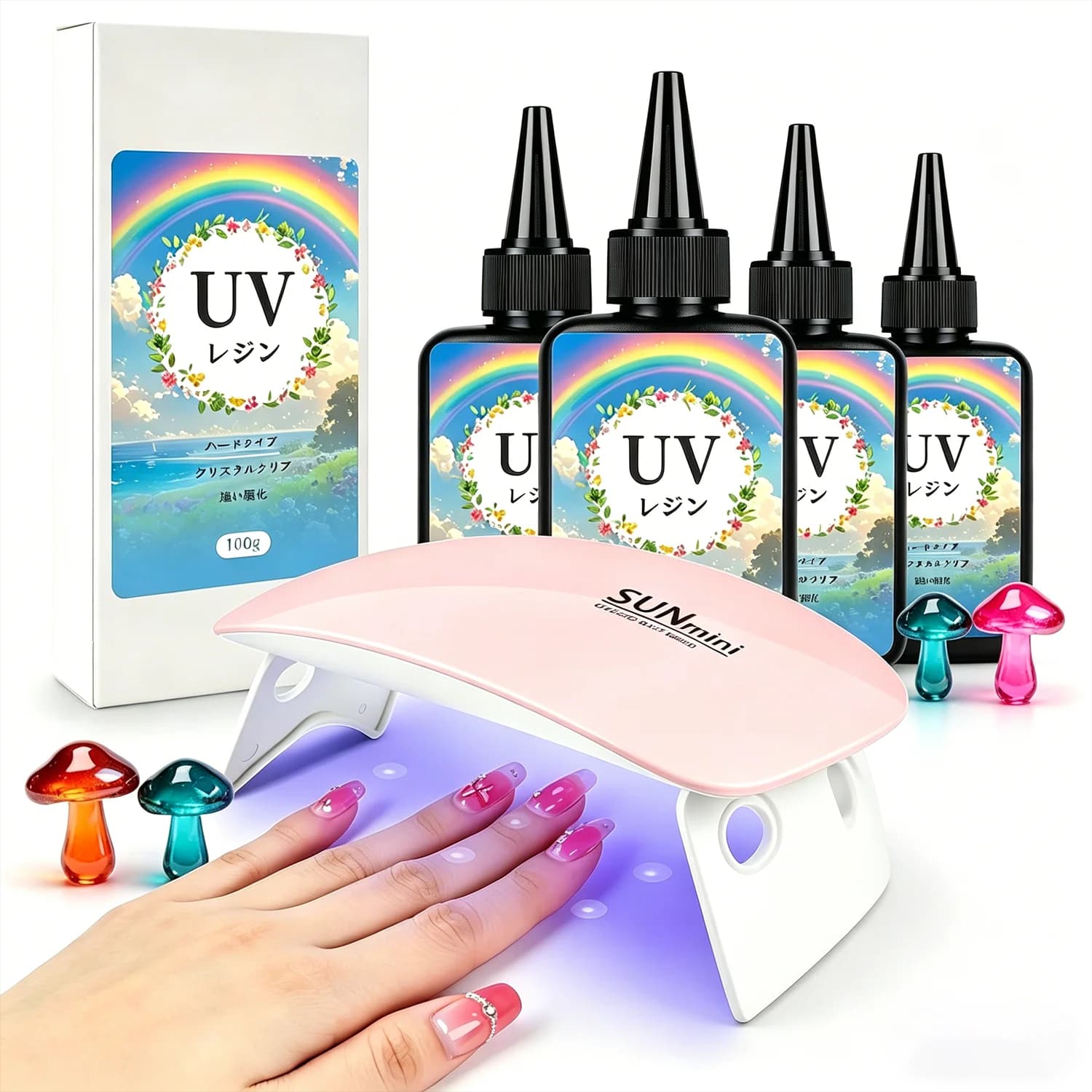 Resina UV, trasparente come il cristallo, resina epossidica a polimerizzazione UV, inodore, kit di colla attivabile con luce solare, trasparente, polimerizzazione rapida UV, per decorazioni artigianali