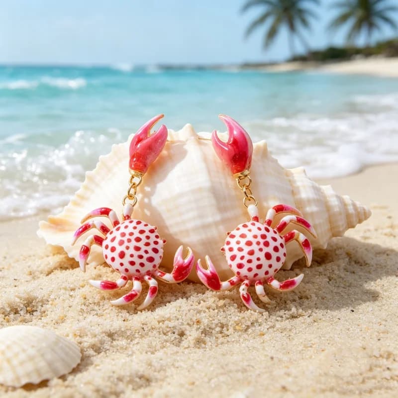 Orecchini Pendenti Estivi Serie Dolce Oceano da Donna, Versatili e Colorati con Ciondoli a Forma di Granchio, Tartaruga e Cavalluccio Marino, Gioielli Eleganti a Goccia