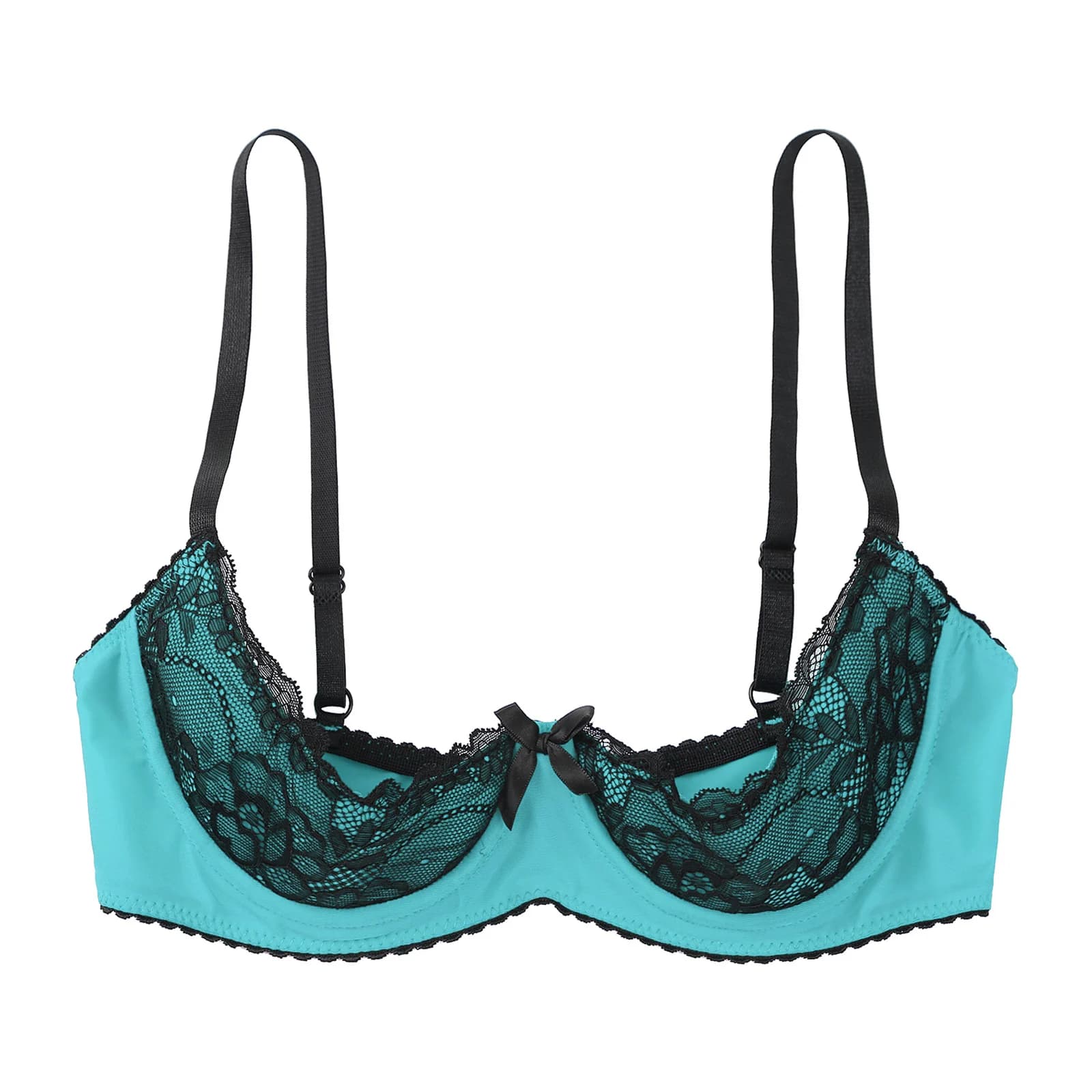 Womens Lingerie Open Breast Exposed Bra Top Adjustable Spaghetti Straps Underwire Half Cup Lace Push Up Balconette Bra Underwear