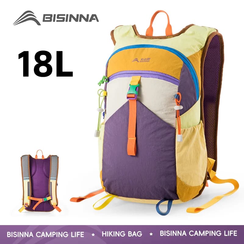 BISINNA Zaino da campeggio da 18 litri Borsa da viaggio portatile ultraleggera per donne e uomini Escursionismo all'aperto Ciclismo Arrampicata Pesca