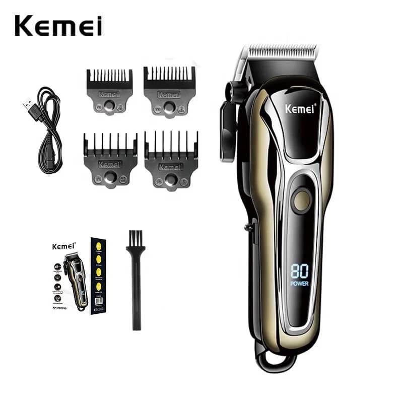 Kemei 1990 Men's Professional Electric Hair Ruler with LCD Display, Barber Tosatrice with Pettini Magnetic Guide
