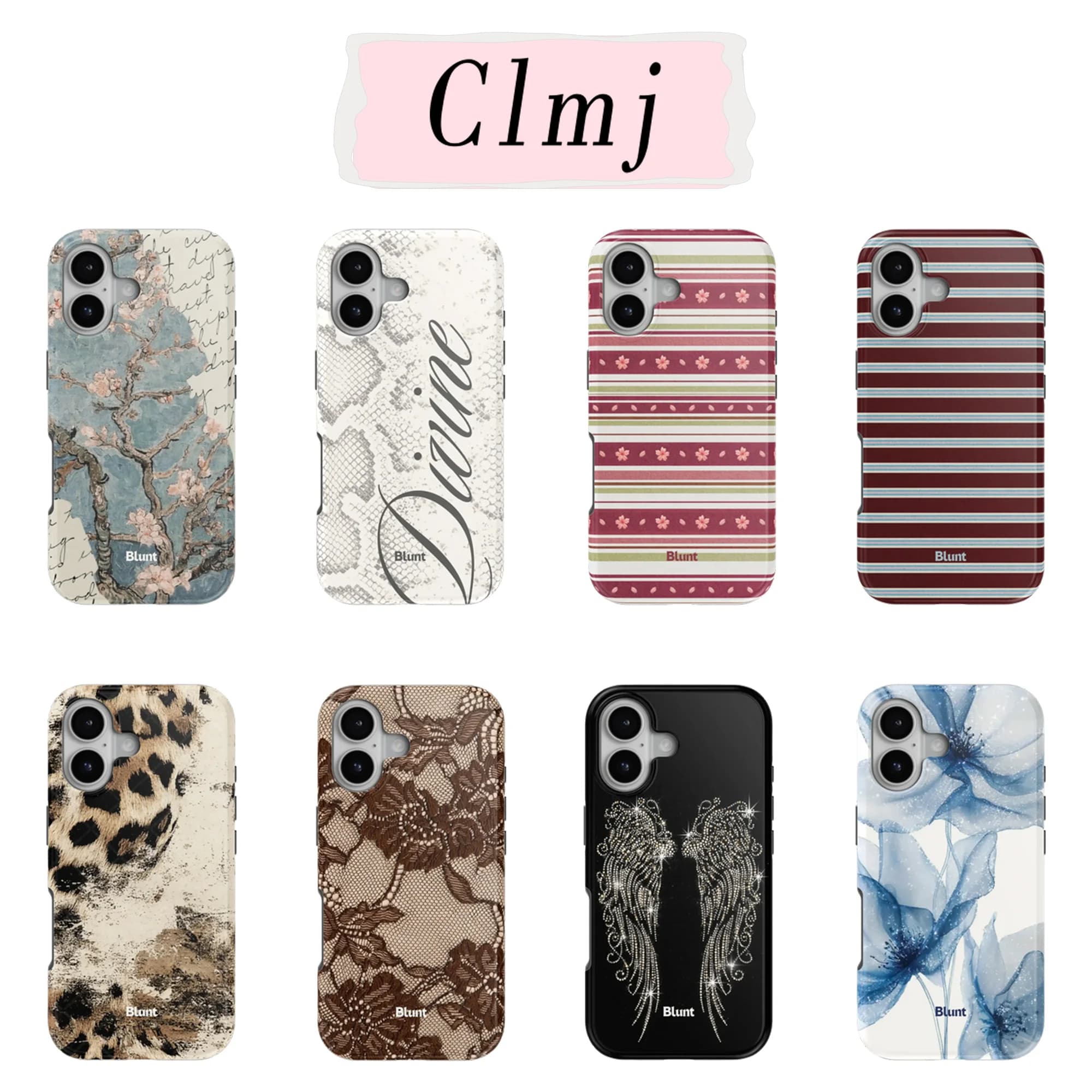 Luxury Clmj Lace Flowers Phone Case for iPhone 17 17e 16e 16 15 14 13 12 11 XS XR XSMAX 7 8 Air Pro Max Plus Double-layer Cover