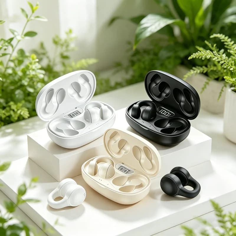 Auricolari wireless con riduzione del rumore, Bluetooth, display LED, auricolari in-ear con microfono e controllo touch per tutti i telefoni