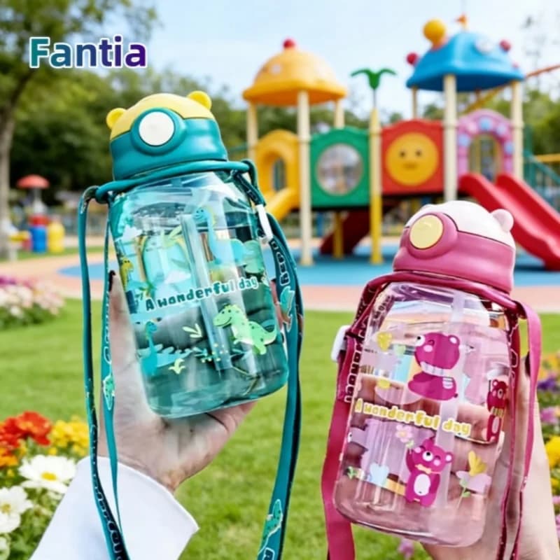 650 ml children's bottle, nice, with straw, without BPA, leakproof, portable, outdoor, children's cup, school bottle for children