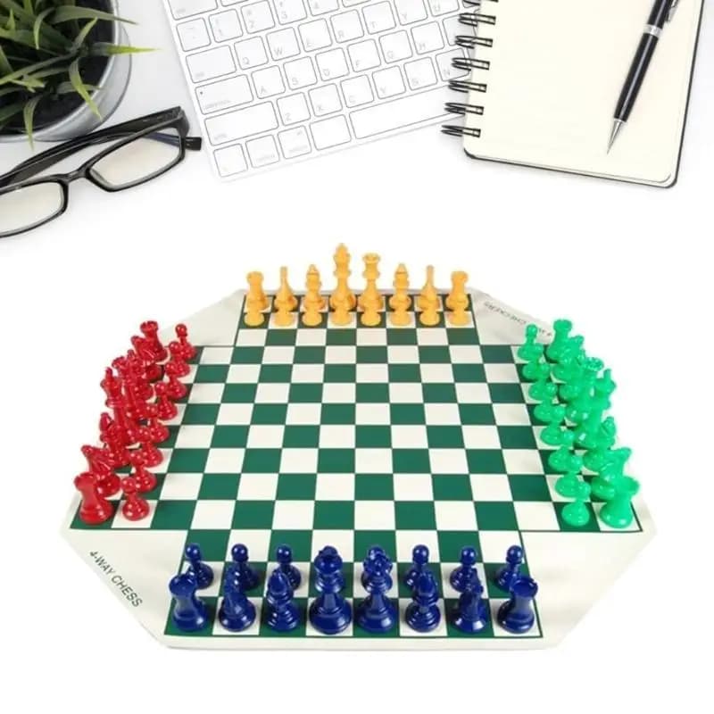 652F Set scacchi a 4 Gioco scacchi a giocatori Gioco scacchi combinato Scacchi unici