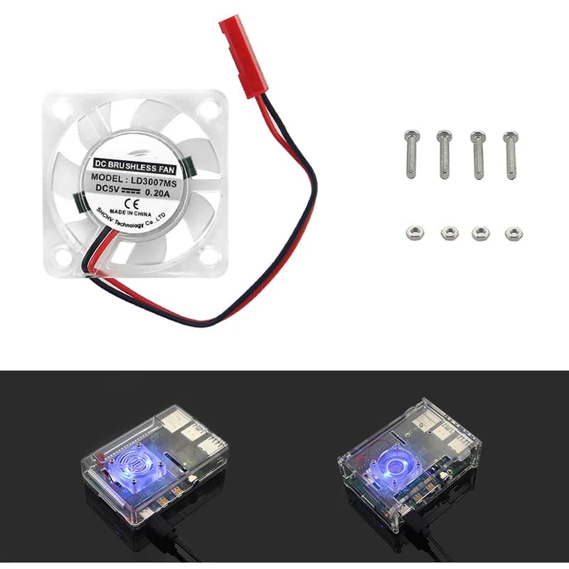 Raspberry Pi 4 heat dissipation cooling fan integrated transparent with LED light for Raspberry Pi 4 model B 3B Plus 2B