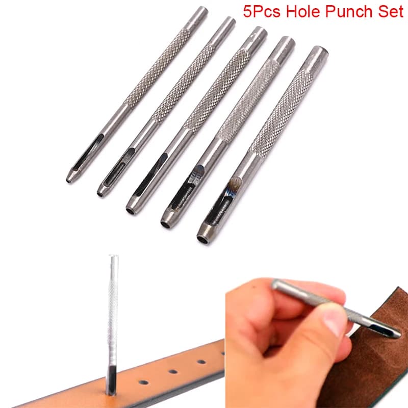 Set di 5 Nuovi Perforatori Rotondi in Pelle per Cinture e Cinturini Orologi, Strumento Fai-da-Te con Scatola