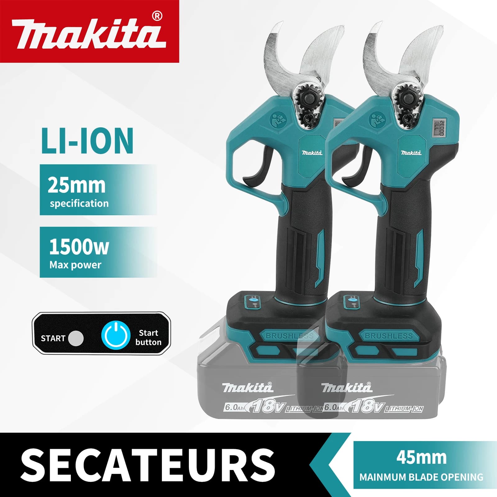 NUOVO 2026 Makita 18V Forbici Elettriche Brushless, Cesoie Leggere per Potatura Rapida e Precisa di Alberi e Arbusti
