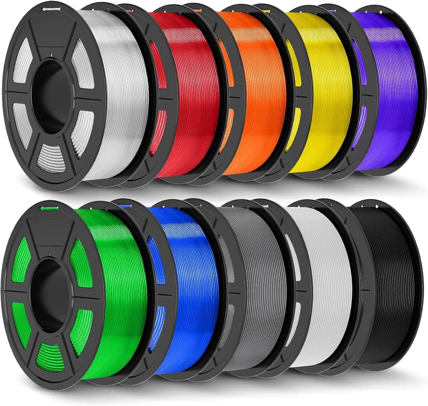 Filamento PLA+ 10 Colori 1.75mm, 1.1kg Ciascuno, Alta Resistenza, Precisione ±0.02mm, Offerta Convenienza