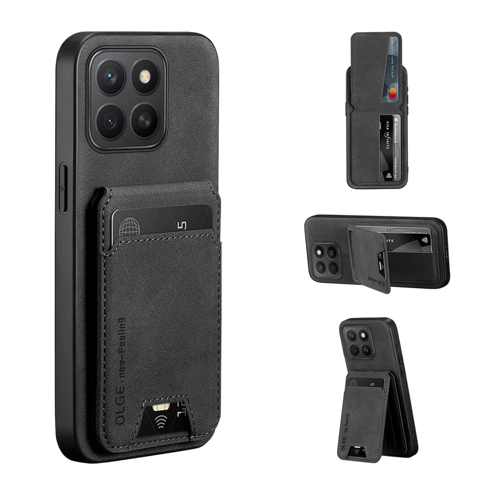 Leather Phone Case Solid Color with Card Slots and Support for Honor X7B X7C X7D X8C X8B
