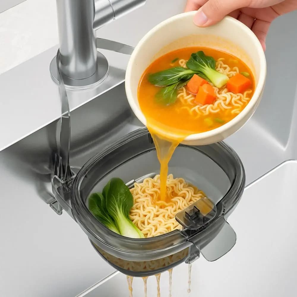 New Press Pour Sink Drain Basket Large Capacity Foldable Sink Food Catcher Mesh Drain Sink Strainer Basket Food Waste Filtering