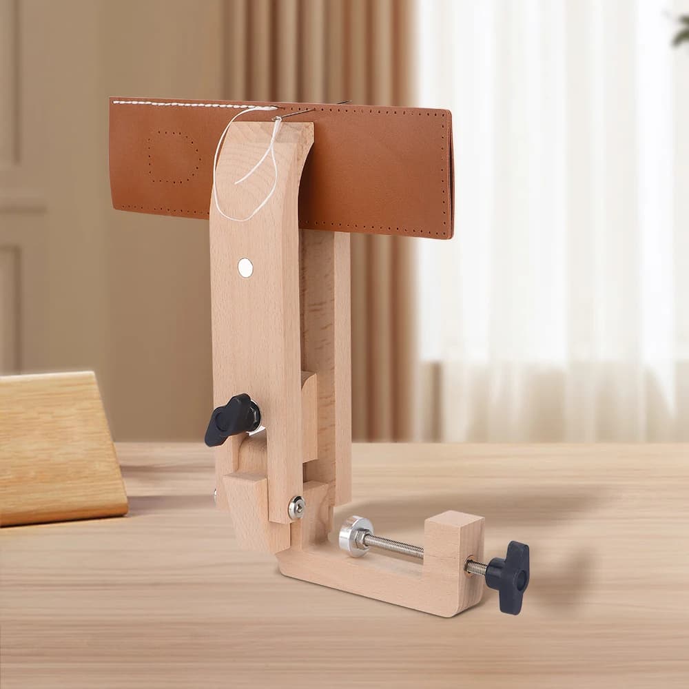 Morsetto in legno per cucito a mano fai da te, strumento regolabile per cucito da tavolo per lavorazione del cuoio, attrezzo per fissaggio e quilting in pelle fai da te