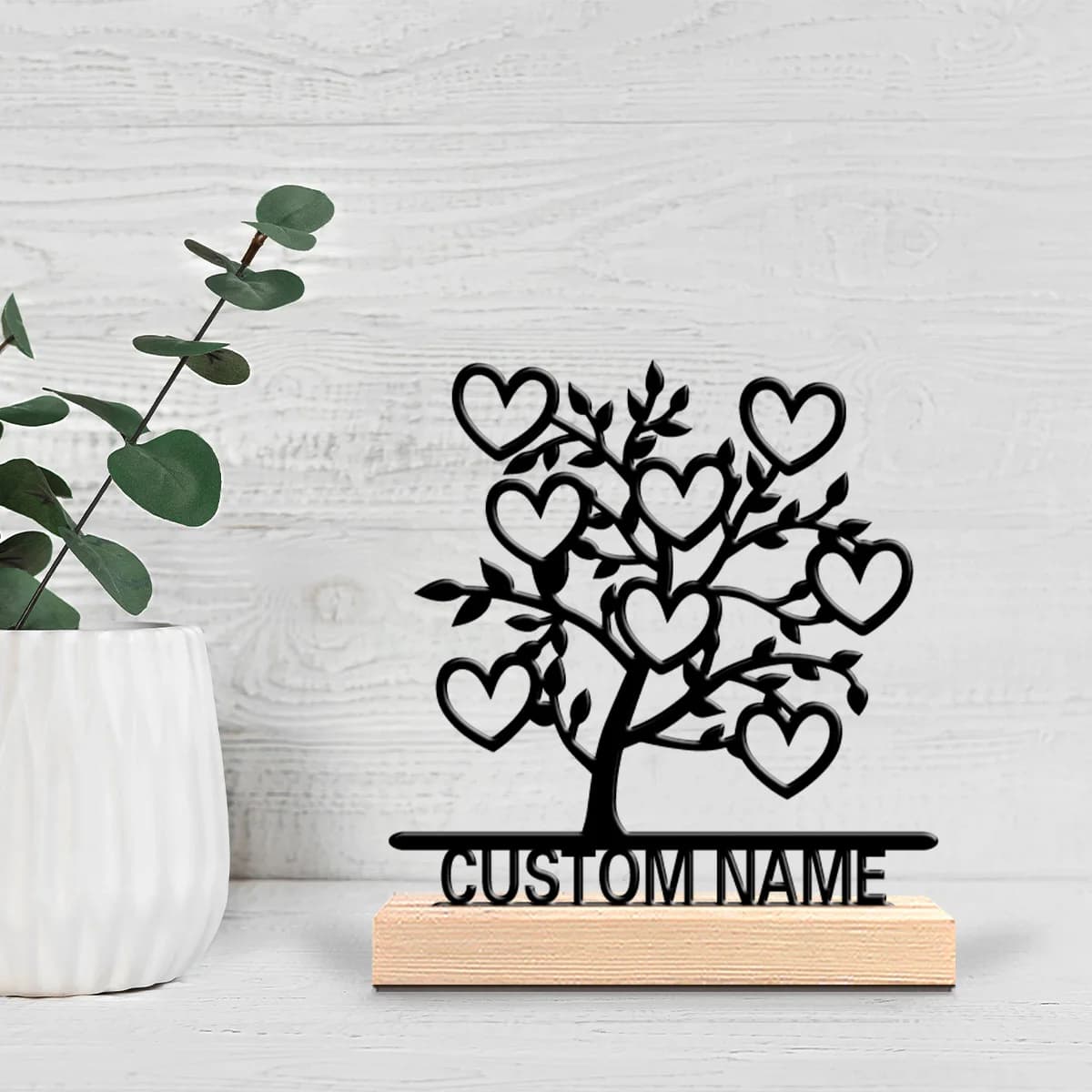 1 pz Nuovo Design Personalizzato Statua in Metallo 'The Giving Tree' con Base in Legno, Decorazione da Tavolo Ispirata alla Natura, Arte da Scrivania