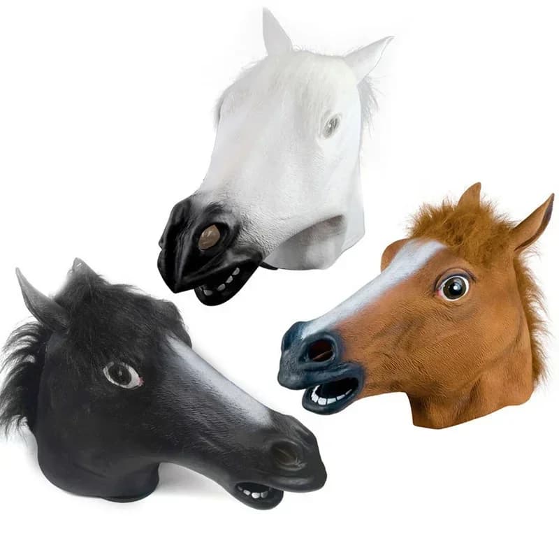 Maschera per testa di cavallo Costume cosplay Festa Divertente maschera per testa di cavallo di Halloween Copricapo