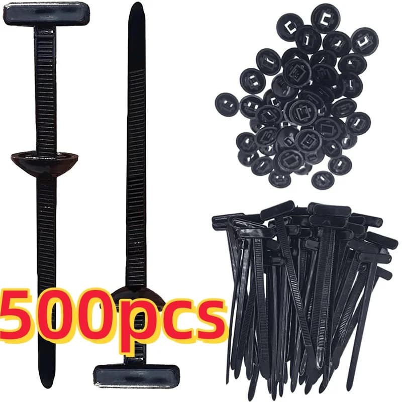 10-500pcs Fibbie per fascette per cavi per auto universali Supporto per fascette autobloccanti per carichi pesanti con elementi di fissaggio per bottoni a perno Fascette per auto resistenti ai raggi UV