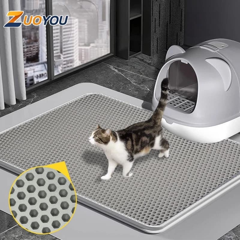 Large Cat Litter Mat Double Layer Waterproof Washable Non Slip Litter Catcher Pad for Litter Box Floor Pet Sand Trap Protector