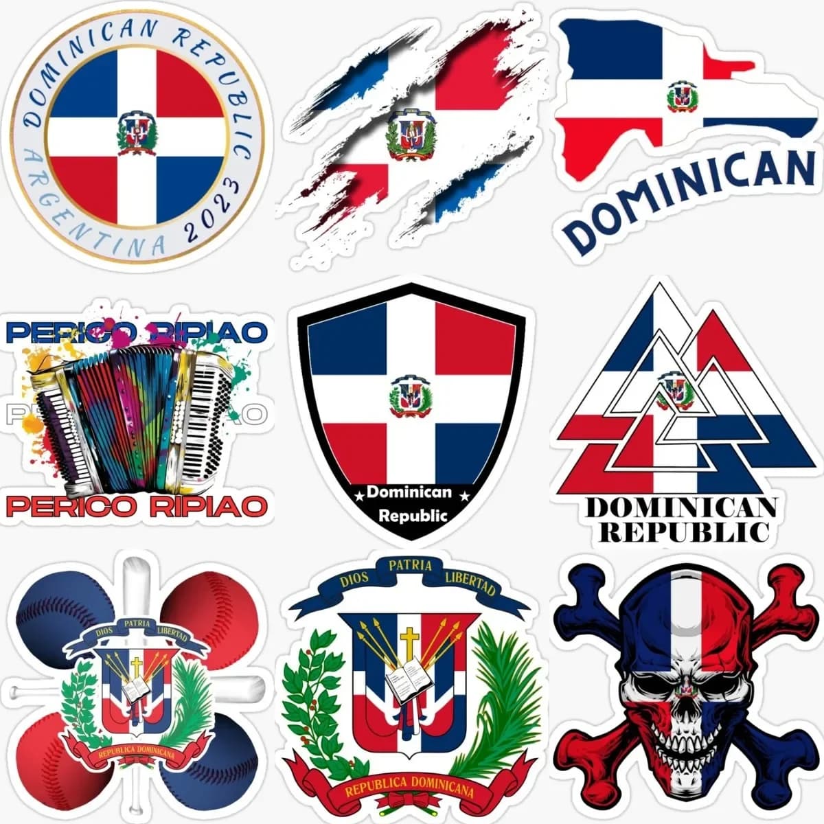 Bandiera dominicana mappa emblema adesivi teschio moto laptop finestra auto camper camion bicicletta casco fuoristrada tavolo da parete decalcomania della stanza